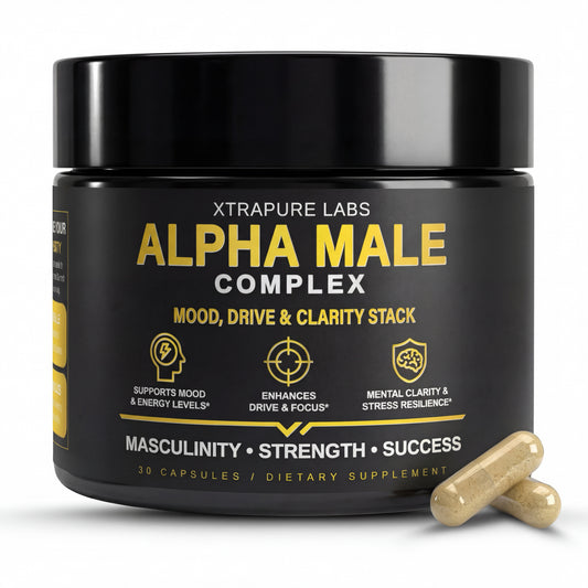 Alpha Male Complex | Clinically Dosed Mood, Drive & Clarity Stack | Ashwagandha (10% Withanolides), Black Maca (1% Macamides) - 30 Capsules