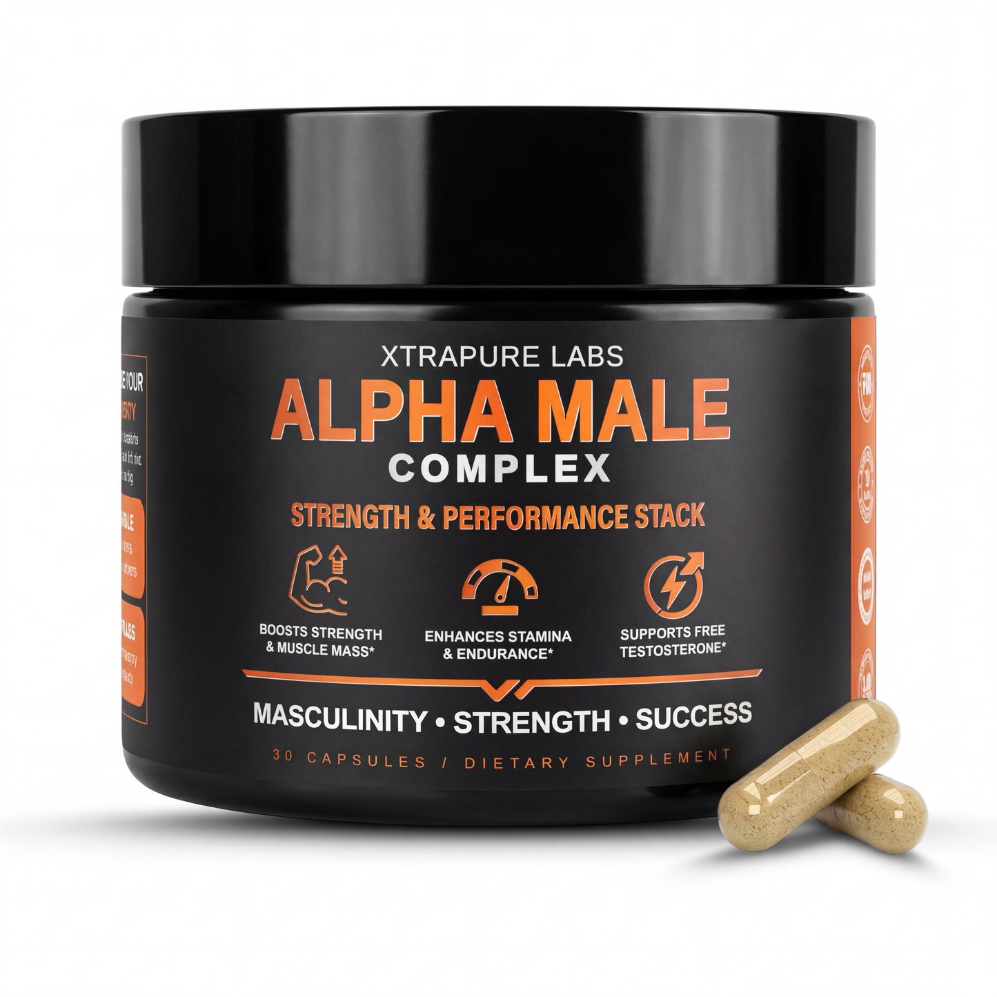 Alpha Male Complex | Clinically Dosed Strength & Drive Stack | Fadogia Agrestis (5% Alkaloids), Horny Goat Weed (20% Icariin)  - 30 Capsules