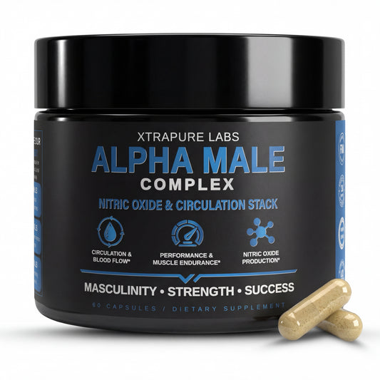 Alpha Male Complex | Clinically Dosed Nitric Oxide & Circulation Stack | Beet Root, Pomegranate, Grape Seed, Panax Ginseng & More  - 60 Capsules
